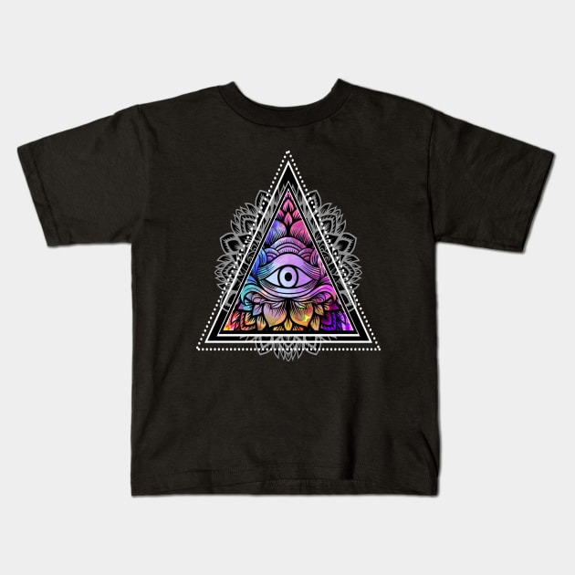 Illuminati Triangle Eye Kids T-Shirt by leodesigns